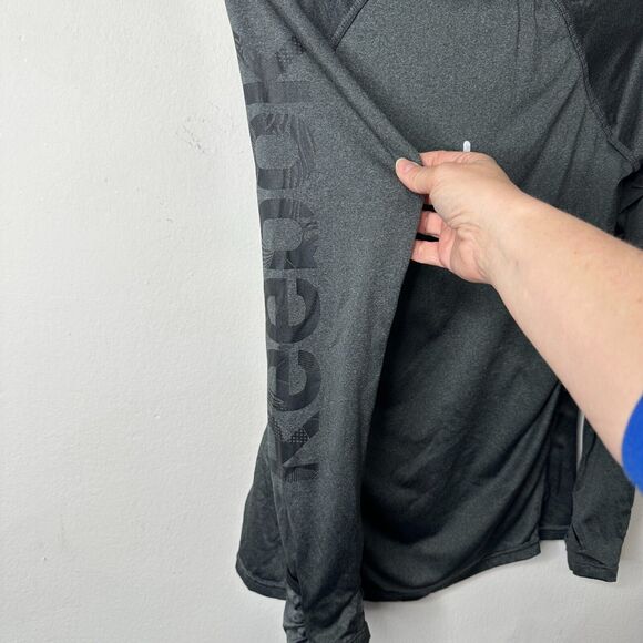 Reebok Gray Long Sleeve Light Hooded Pullover Running Shirt Front Pockets XS - Picture 5 of 11